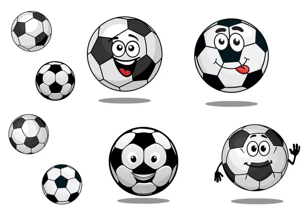 Cartoon soccer or football balls — Stock Vector