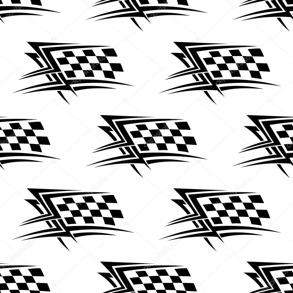 Black and white checkered flag seamless pattern