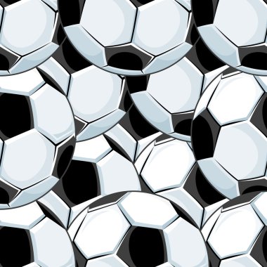 Background pattern of overlapping soccer balls clipart