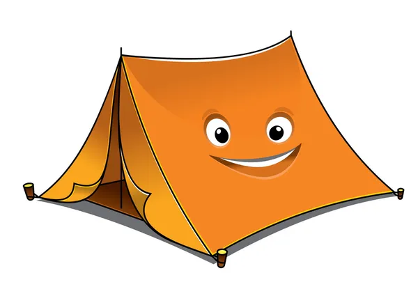 Cheerful cartoon orange tent — Stock Vector