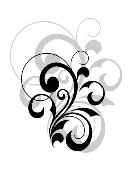 Стильный вихревой элемент каллиграфического дизайна
