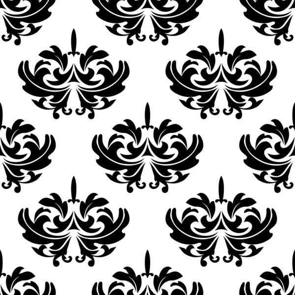 Damask style arabesque pattern with a floral motif — Stock Vector