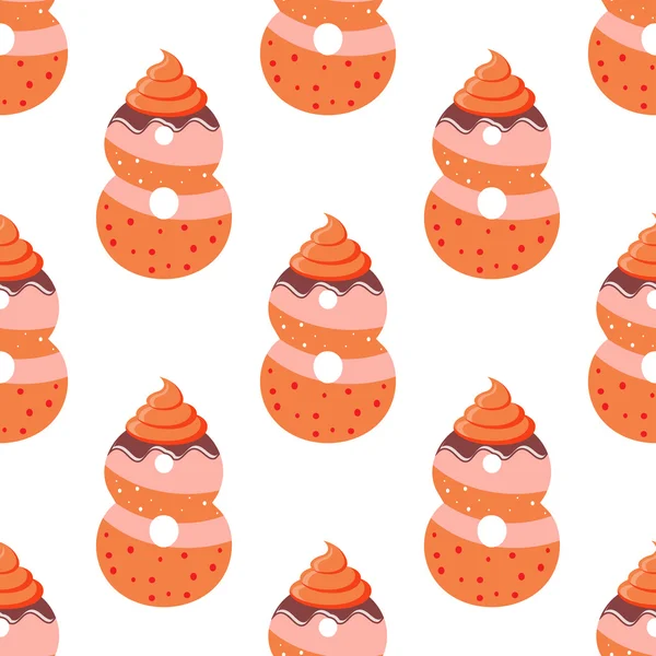 Naadloze patroon met cartoon cookies van nummer acht — Stockvector