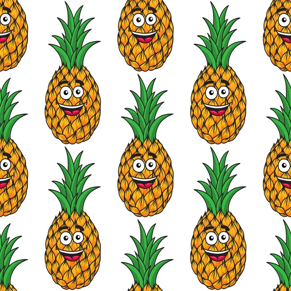 Glada tropiska ananas seamless mönster — Stock vektor