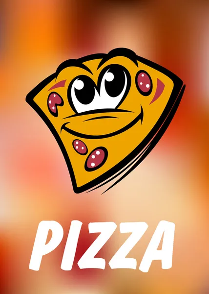 Fatia engraçada de pizza de desenhos animados — Vetor de Stock