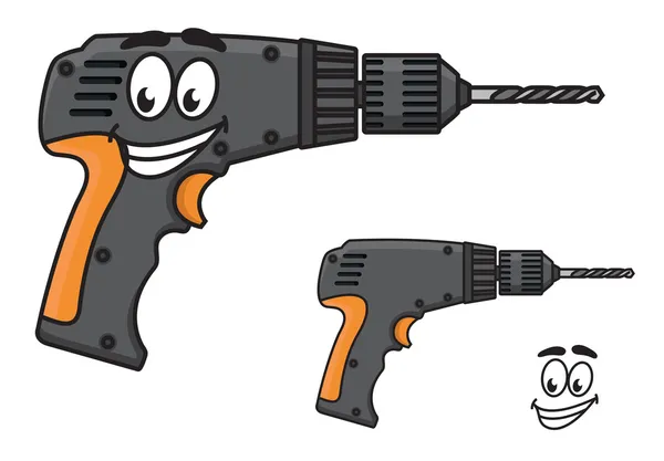 Sorrindo DIY broca mão com um rosto feliz —  Vetores de Stock