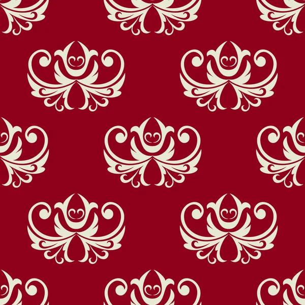 Maroon and white seamless floral pattern — Stock Vector