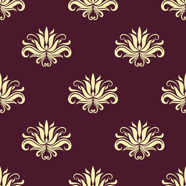 Dainty floral púrpura y beige patrón sin costuras — Vector de stock