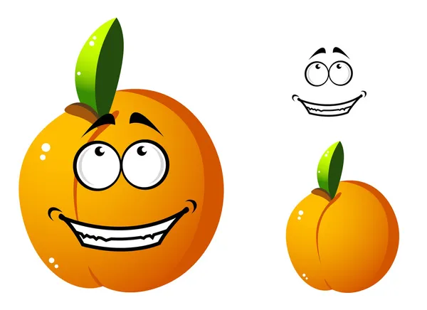 Cute orange apricot cartoon character — Stock Vector