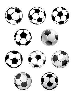 Set of soccer and football balls clipart