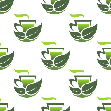 organik yeşil çay seamless modeli