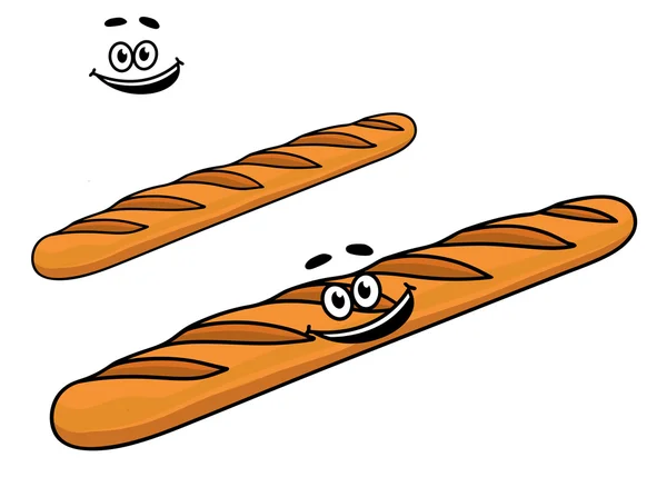 Crujiente largo de dibujos animados francés baguette — Vector de stock