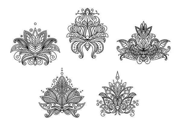 Turco, indio y persa paisley motivos florales — Vector de stock