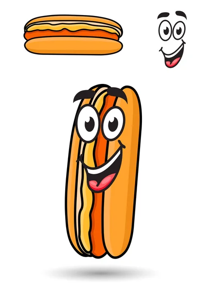 Hotdog avec un sourire fou heureux — Image vectorielle