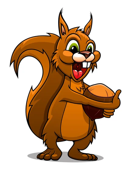 Cartoon squirrel with nut — Stock Vector