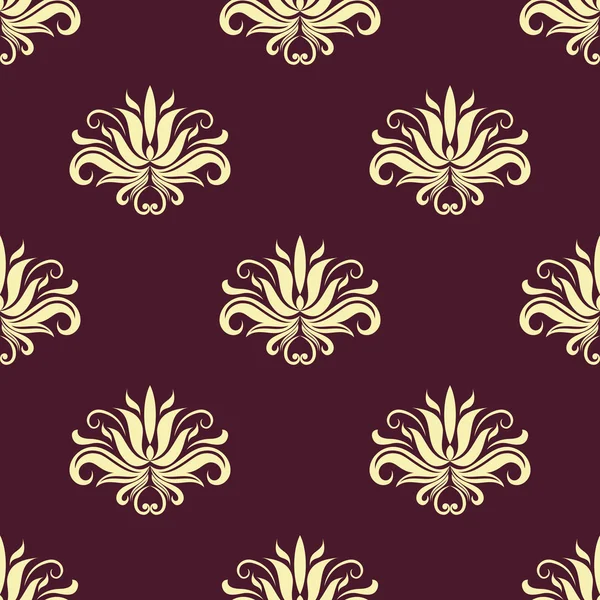 Dainty floral púrpura y beige patrón sin costuras — Vector de stock