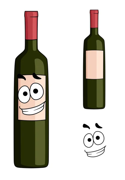 Cartoon bottle of red wine with a smiling face — Stock Vector