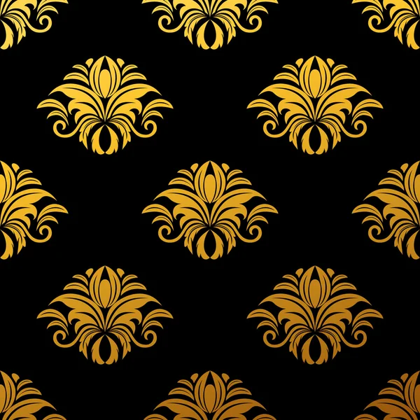 黄金の花のシームレスなパターン — ストックベクタ