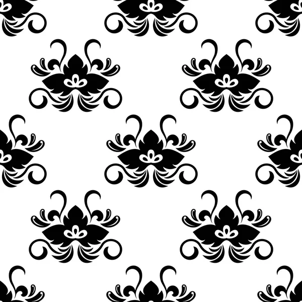 Black floral arabesque seamless pattern — Stock Vector