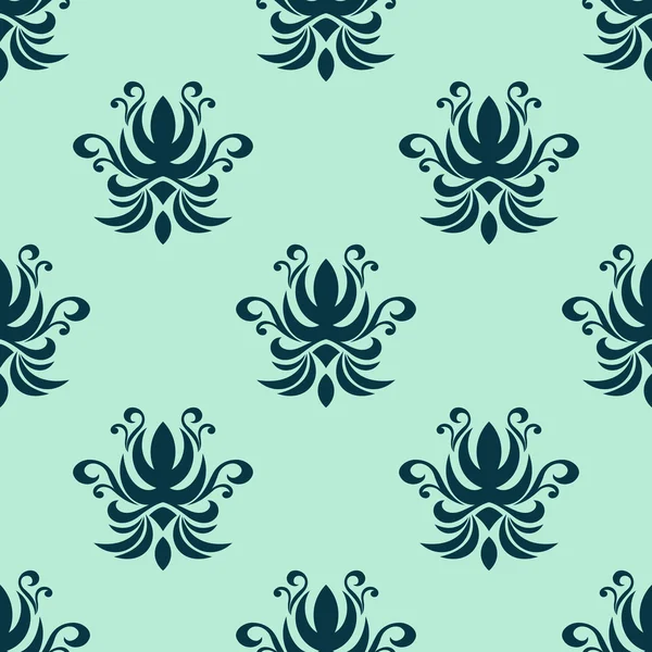 Cyan floral seamless pattern — Stock Vector