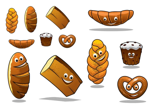 Μεγάλο σύνολο των κινουμένων σχεδίων καρβέλια ψωμί — Διανυσματικό Αρχείο
