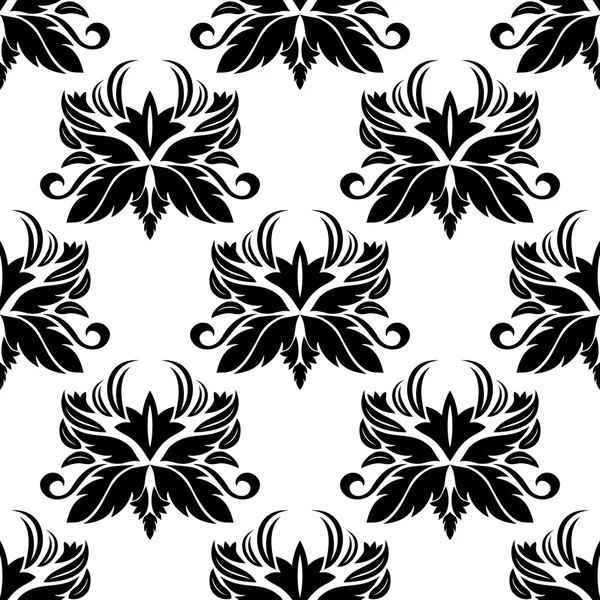 Naadloze patroon met zwarte bloeit — Stockvector