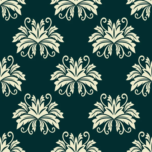 Floral seamless pattern in green and beige colors — Stock Vector