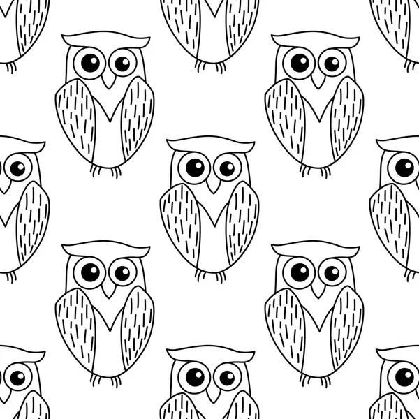 Cute little owl seamless pattern — Stock Vector