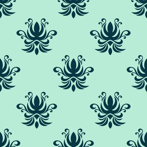 Cyan floral seamless pattern — Stock Vector