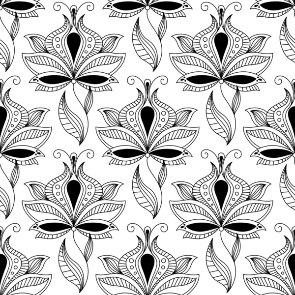 Persa negro paisley patrón sin costura — Vector de stock