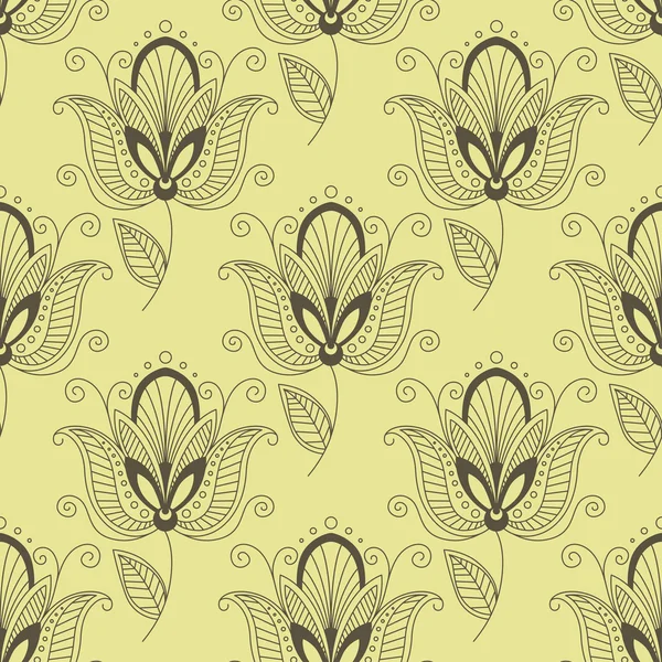 Paisaje persa patrón floral sin costuras — Vector de stock