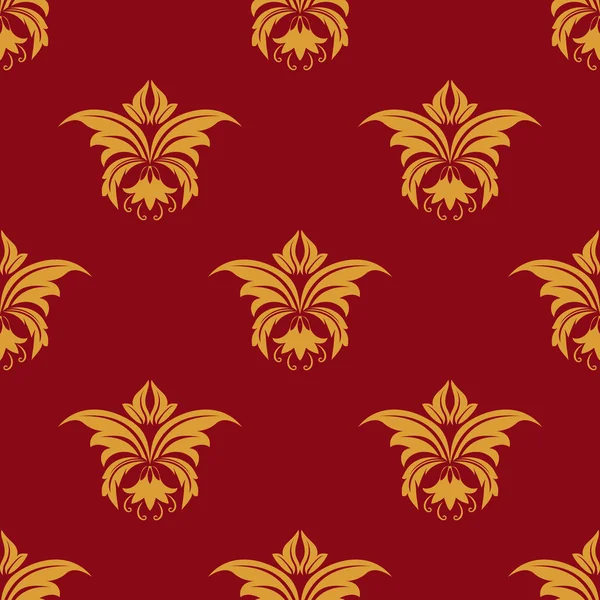 Maroon and yellow seamless floral pattern — Stock Vector