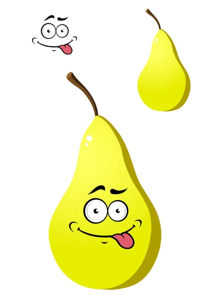 Ripe fresh yellow pear with a goofy face — Stock Vector