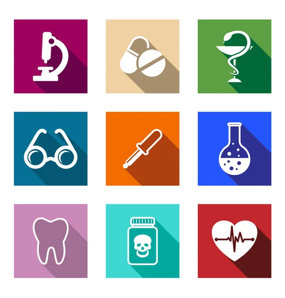 Set di icone mediche colorate — Vettoriale Stock