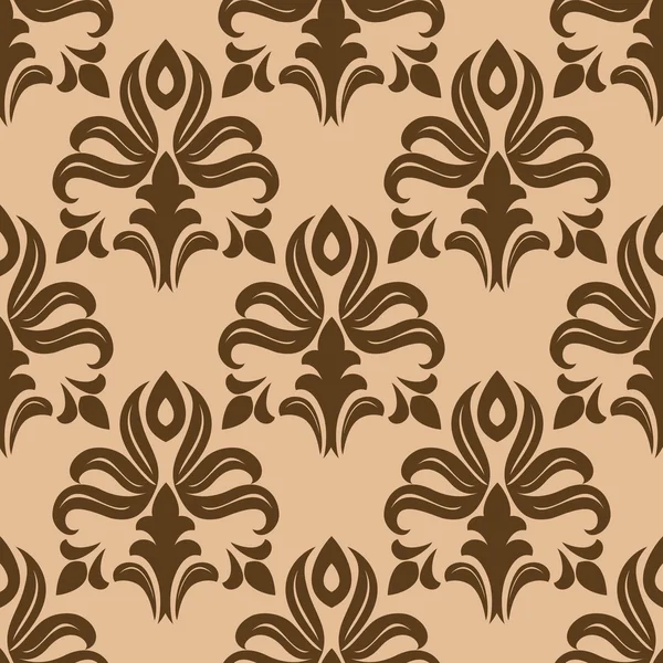 Motif moderne arabesque brun feuilleté et beige — Image vectorielle