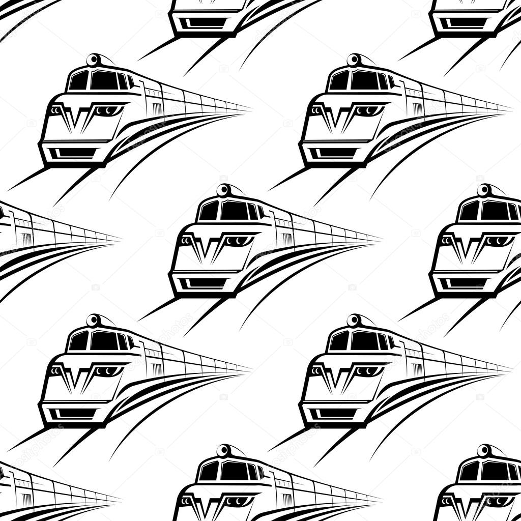Modern train seamless pattern