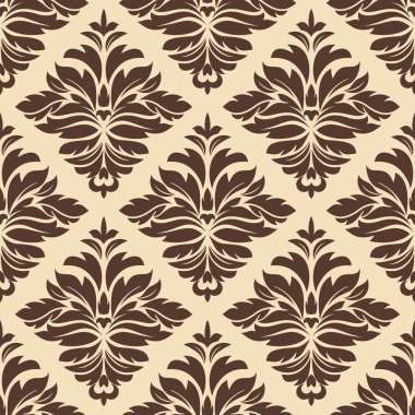 kahverengi ve bej sorunsuz damask deseni