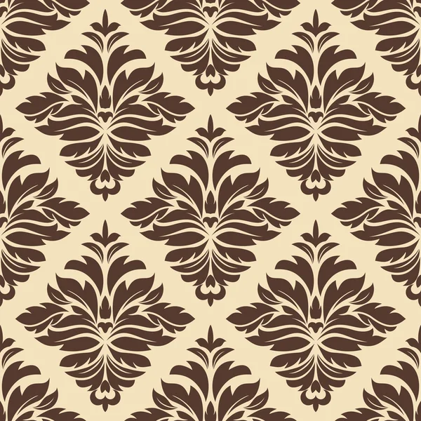 Brown and beige seamless damask pattern — Stock Vector