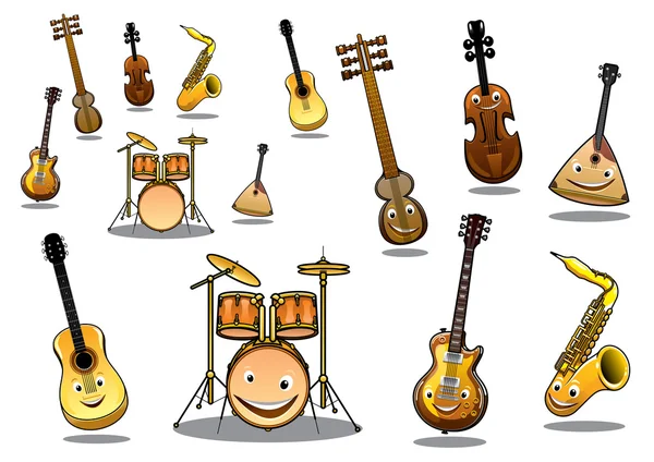 Conjunto de instrumentos musicais de desenhos animados — Vetor de Stock