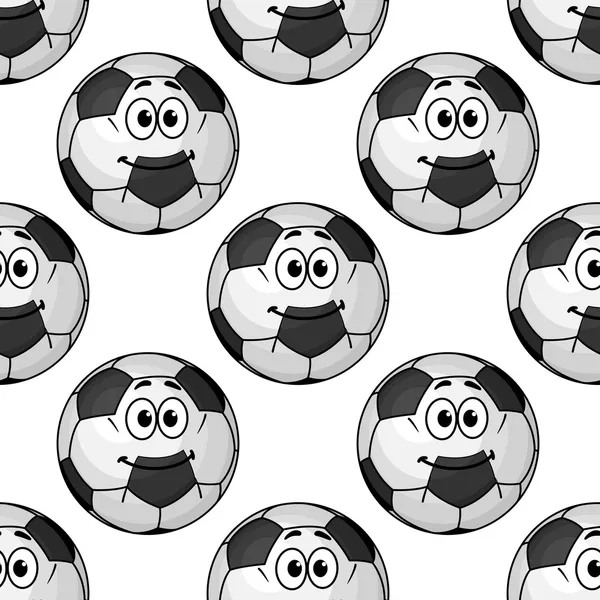 Patrón sin costura de bolas de fútbol de dibujos animados o balones de fútbol — Vector de stock