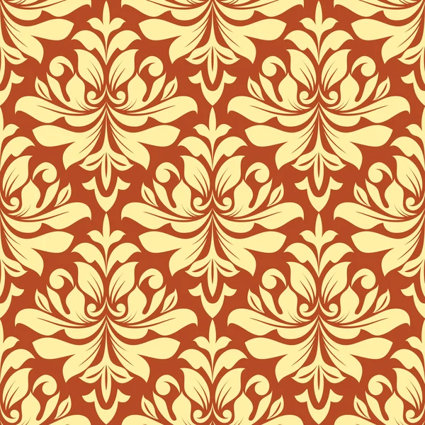 Orange and beige seamless damask pattern — Stock Vector