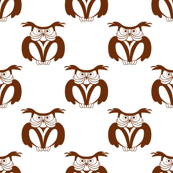 Sage vieux hibou motif d'arrière-plan sans couture — Image vectorielle