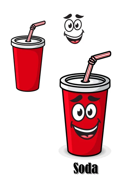 Soda içmek saman ile kırmızı bir paket servisi olan restoran Kupası — Stok Vektör
