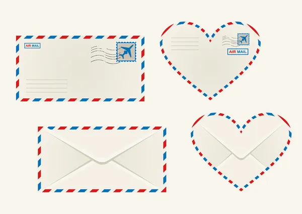 Diferentes sobres de correo aéreo — Vector de stock