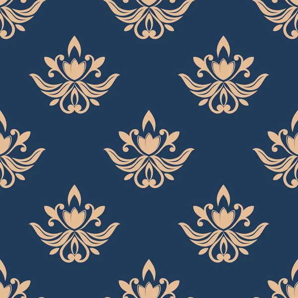 Blauw en beige naadloze patroon — Stockvector