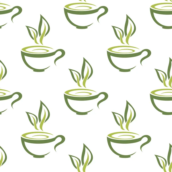 Cups of herbal tea seamless pattern — Stock Vector