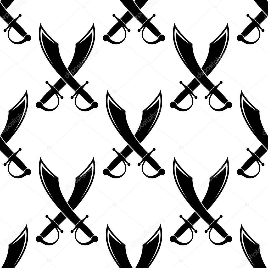 Crossed swords or cutlass seamless pattern