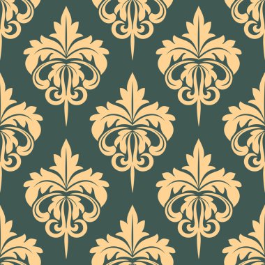 bej renkli ve gri renkte Damask seamless modeli