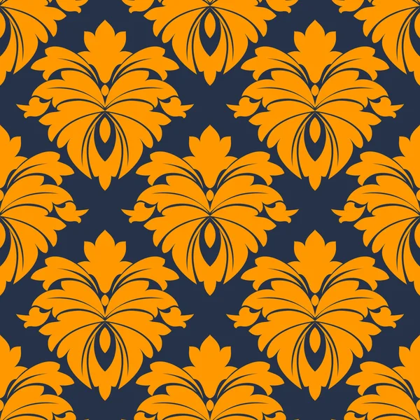 Damask seamless pattern in blue and orange — Stock Vector