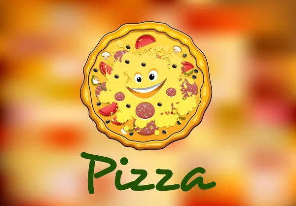 Volledige ronde cartoon pizza — Stockvector